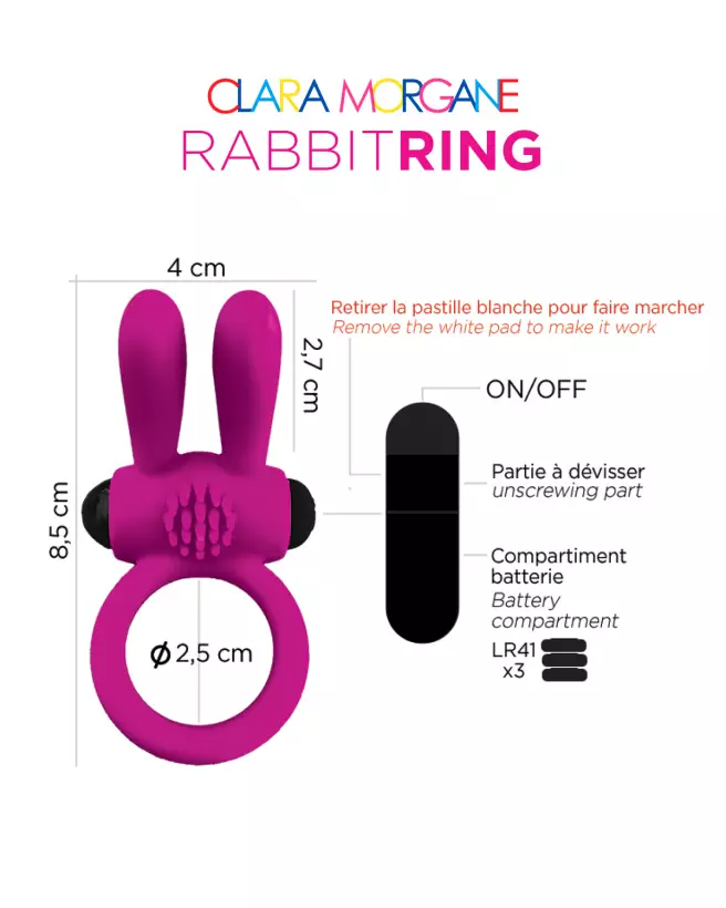 Anneau Vibrant Rose Rabbit Ring Clara Morgane - image 7