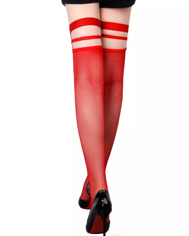 Bas résille rouge Paris Hollywood taille XL XXL élégants et confortables-2