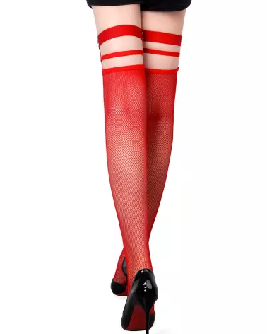 Bas résille rouge Paris Hollywood taille XL XXL élégants et confortables-2