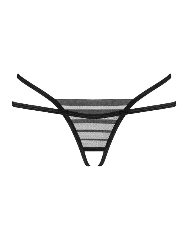 Image du String Ouvert Lune Bellis Noir par Obsessive, lingerie fine et séduisante-1