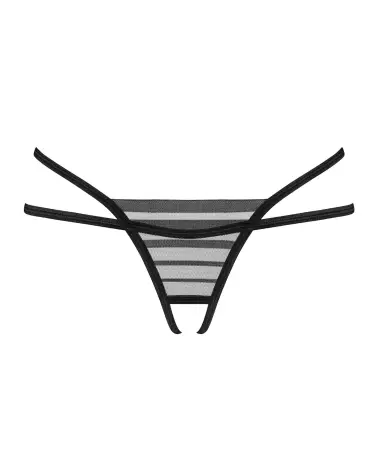 Image du String Ouvert Lune Bellis Noir par Obsessive, lingerie fine et séduisante-1