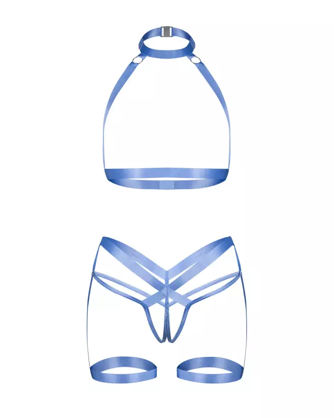 Ensemble Harnais Shaderi Obsessive bleu avec détails argentés et ajustement personnalisable-1