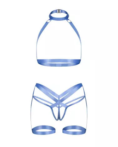 Ensemble Harnais Shaderi Obsessive bleu avec détails argentés et ajustement personnalisable-1
