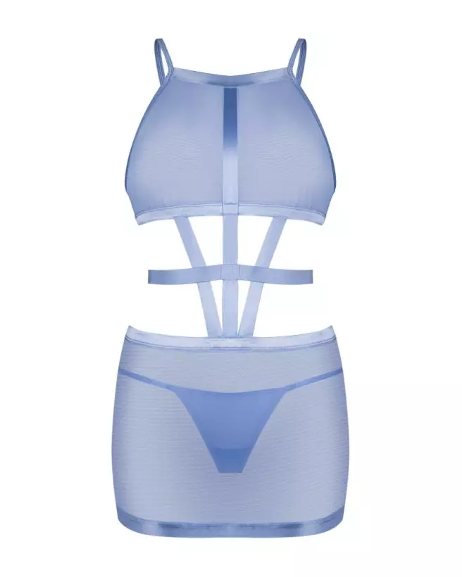 Obsessive Shaderi robe bleue sexy avec string en maille transparente-1