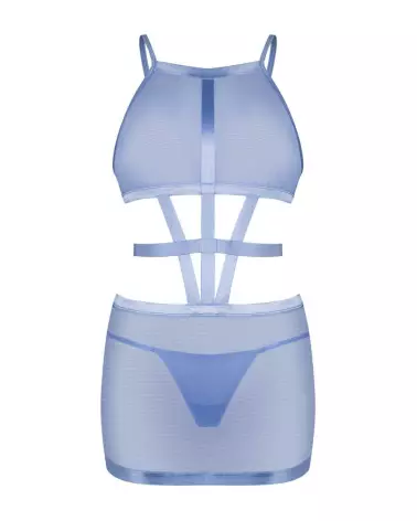 Obsessive Shaderi robe bleue sexy avec string en maille transparente-1