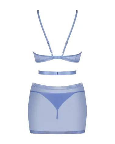 Obsessive Shaderi robe bleue sexy avec string en maille transparente-2