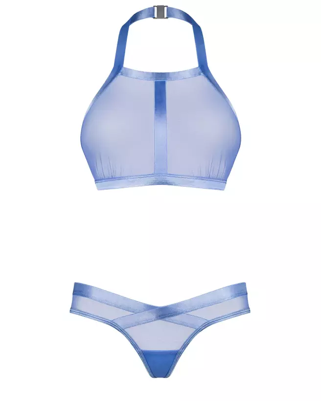 Photo de l'ensemble Shaderi Top et String Obsessive en bleu, lingerie de luxe ajustable et confortable-1