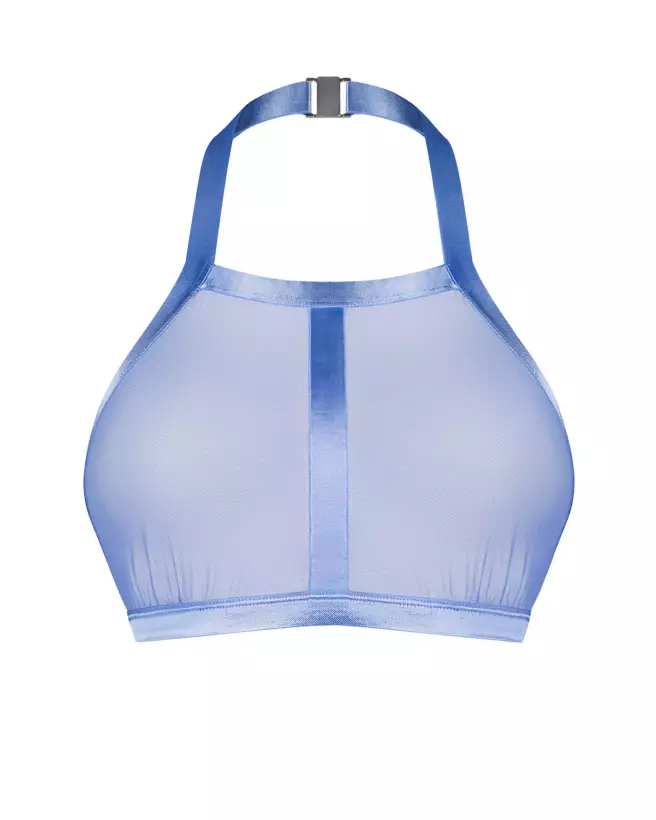 Obsessive Shaderi Top en bleu avec détails transparents et ajustement sophistiqué-1