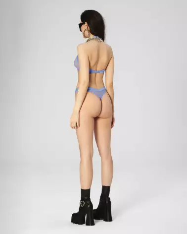 Obsessive Shaderi Top en bleu avec détails transparents et ajustement sophistiqué-4