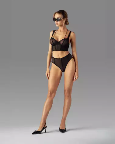 Image du Soutien-Gorge Nuites Top Noir Obsessive, confort et élégance en lingerie de luxe-3