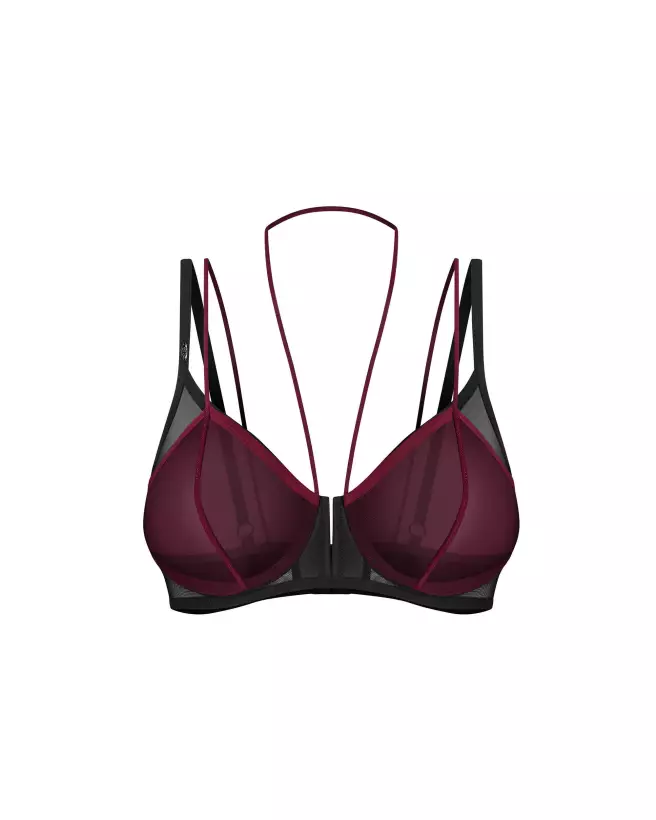 Image du soutien-gorge Parisel par Obsessive, élégant en noir et bordeaux-1