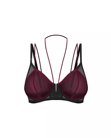 Image du soutien-gorge Parisel par Obsessive, élégant en noir et bordeaux-1