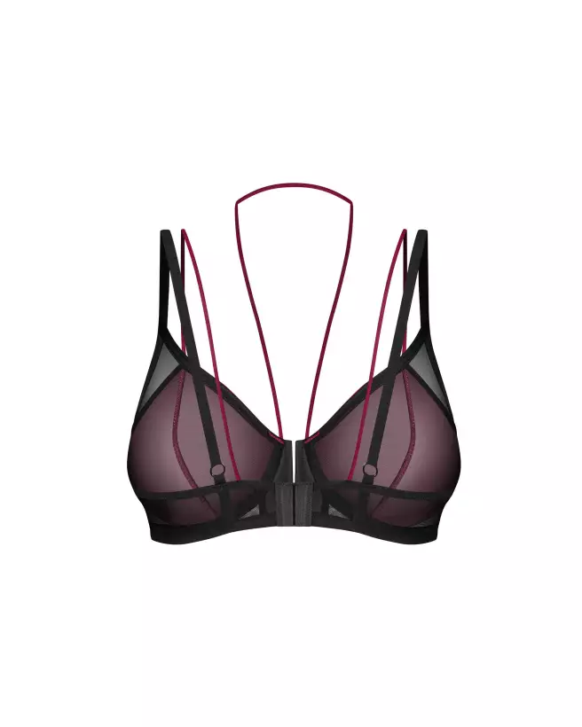 Image du soutien-gorge Parisel par Obsessive, élégant en noir et bordeaux-2