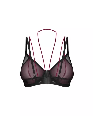 Image du soutien-gorge Parisel par Obsessive, élégant en noir et bordeaux-2