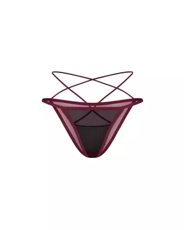 Obsessive Parisel Mini Culotte en bordeaux et noir avec détails élégants-1