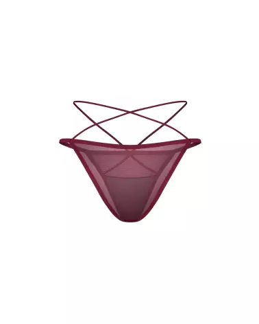 Obsessive Parisel Mini Culotte en bordeaux et noir avec détails élégants-2