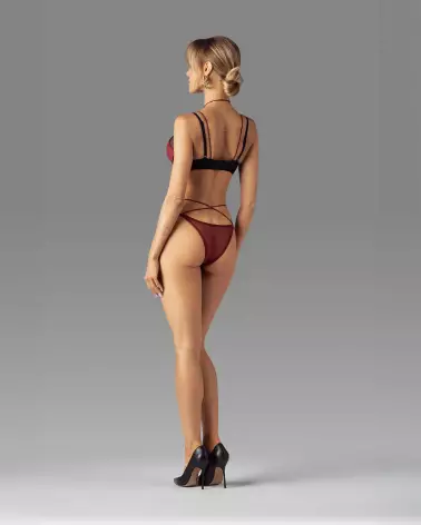 Obsessive Parisel Mini Culotte en bordeaux et noir avec détails élégants-4
