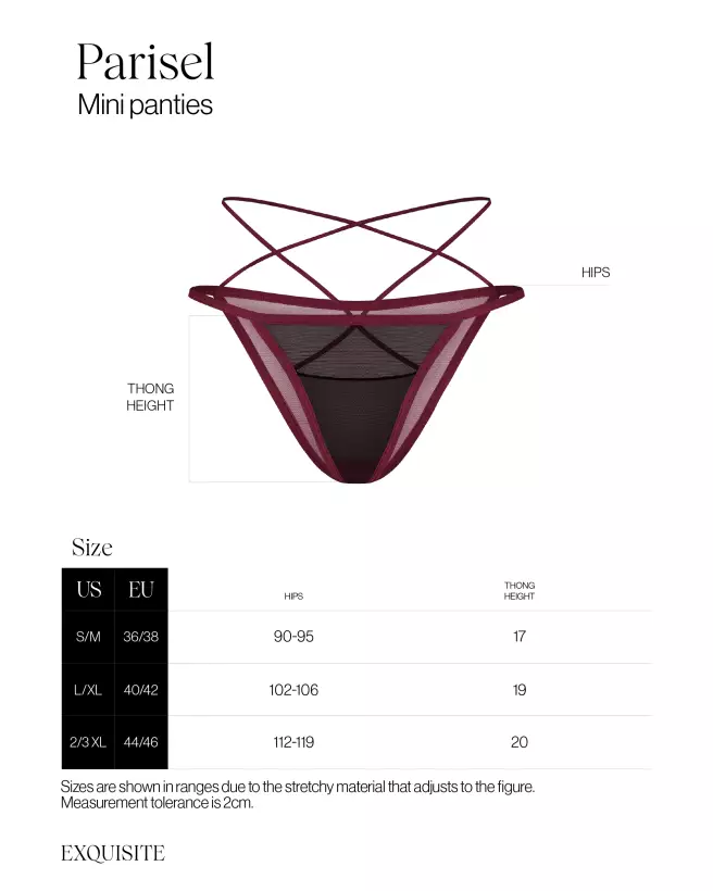 Obsessive Parisel Mini Culotte en bordeaux et noir avec détails élégants-5