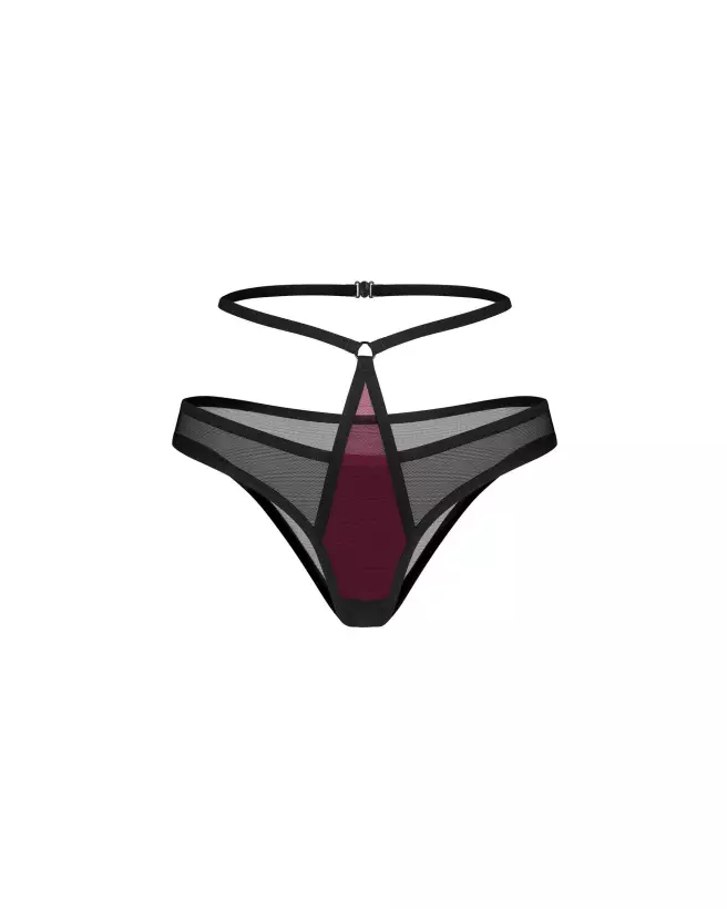Image de la Parisel Double Culotte d'Obsessive en bordeaux et noir, lingerie élégante et confortable-1
