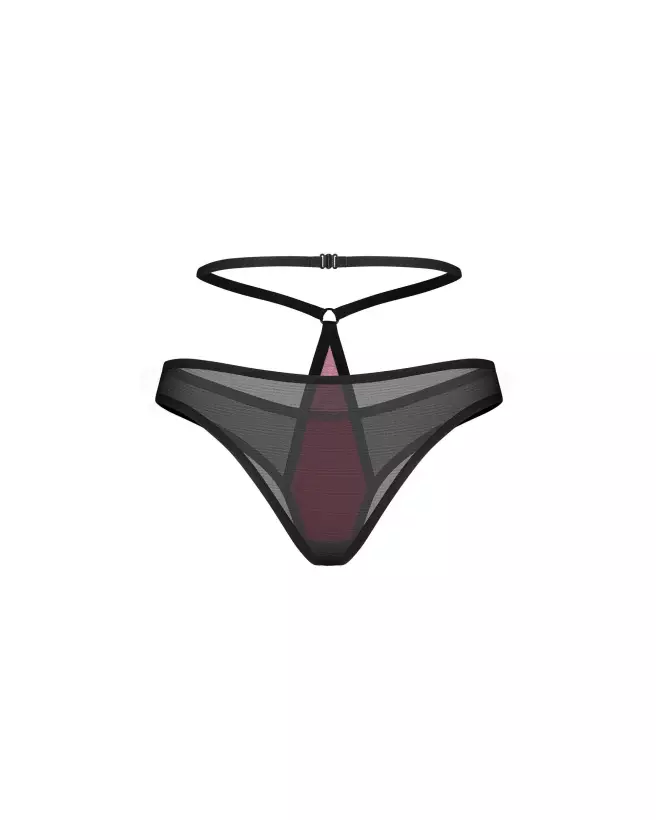 Image de la Parisel Double Culotte d'Obsessive en bordeaux et noir, lingerie élégante et confortable-2