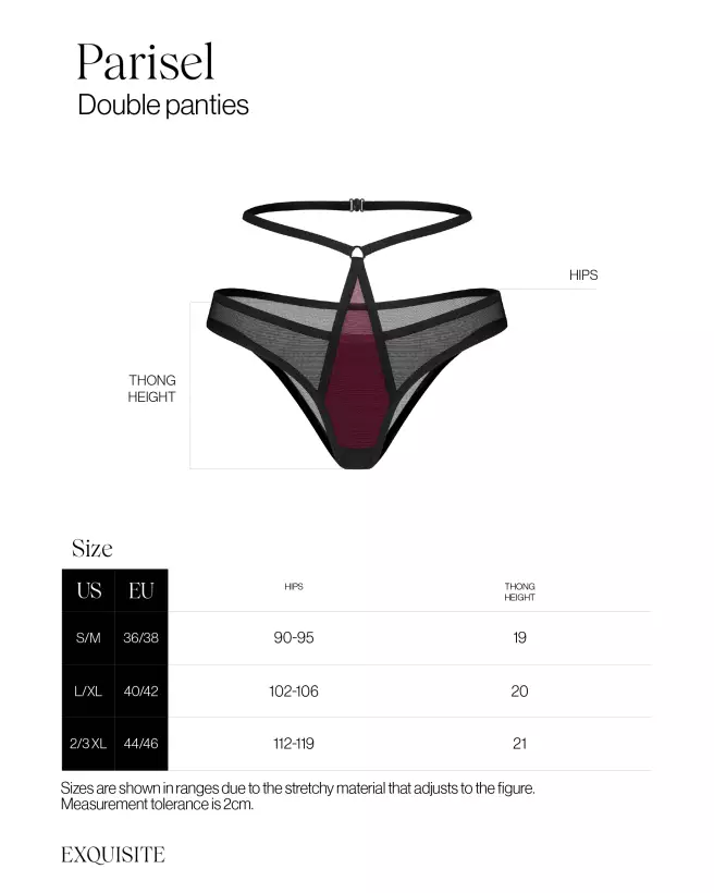 Image de la Parisel Double Culotte d'Obsessive en bordeaux et noir, lingerie élégante et confortable-6