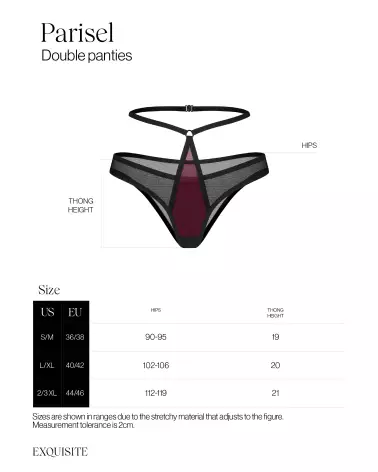 Image de la Parisel Double Culotte d'Obsessive en bordeaux et noir, lingerie élégante et confortable-6