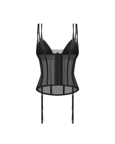 Corset Sibilie Obsessive en noir avec maille élastique et bretelles réglables-2