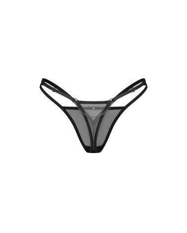 Image du string Sibilie Noir d'Obsessive avec détails géométriques et chaîne décorative-2