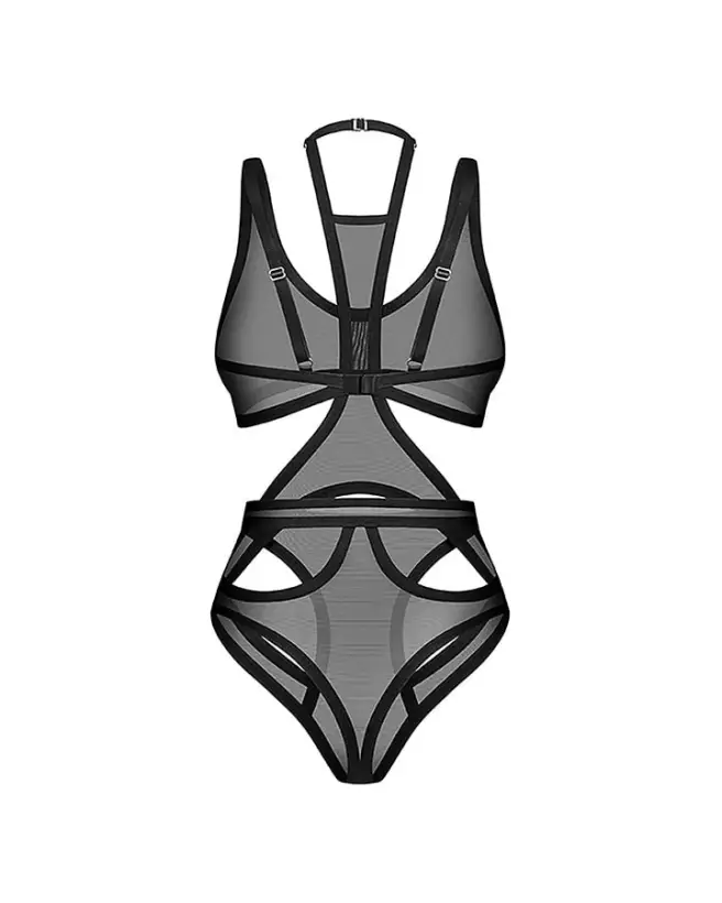 Body Mercuris Noir Obsessive en maille transparente avec découpes élégantes-2