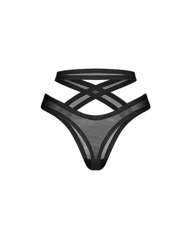 Mercuris string noir Obsessive avec maille transparente et détails élégants-2