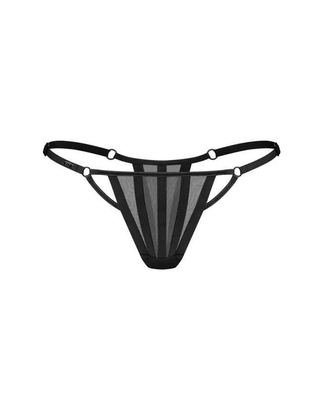 String noir Aurorium Obsessive avec maille transparente et design géométrique-1