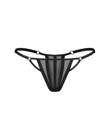 String noir Aurorium Obsessive avec maille transparente et design géométrique-1