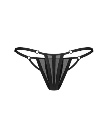 String noir Aurorium Obsessive avec maille transparente et design géométrique-2