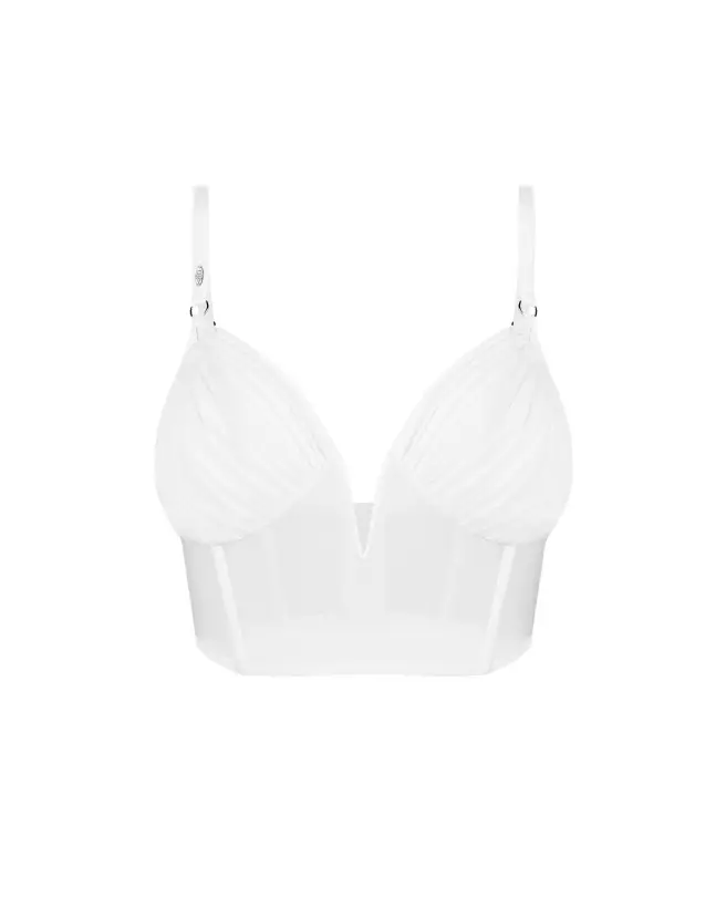 Aurorium Top Blanc Obsessive - Guêpière élégante avec bretelles ajustables et mesh respirant-1