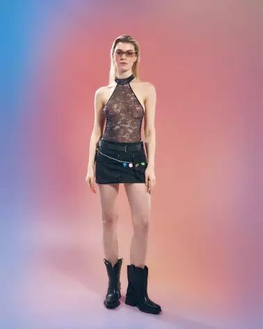 Corrosis Body Obsessive en maille transparente avec pendentif élégant-5