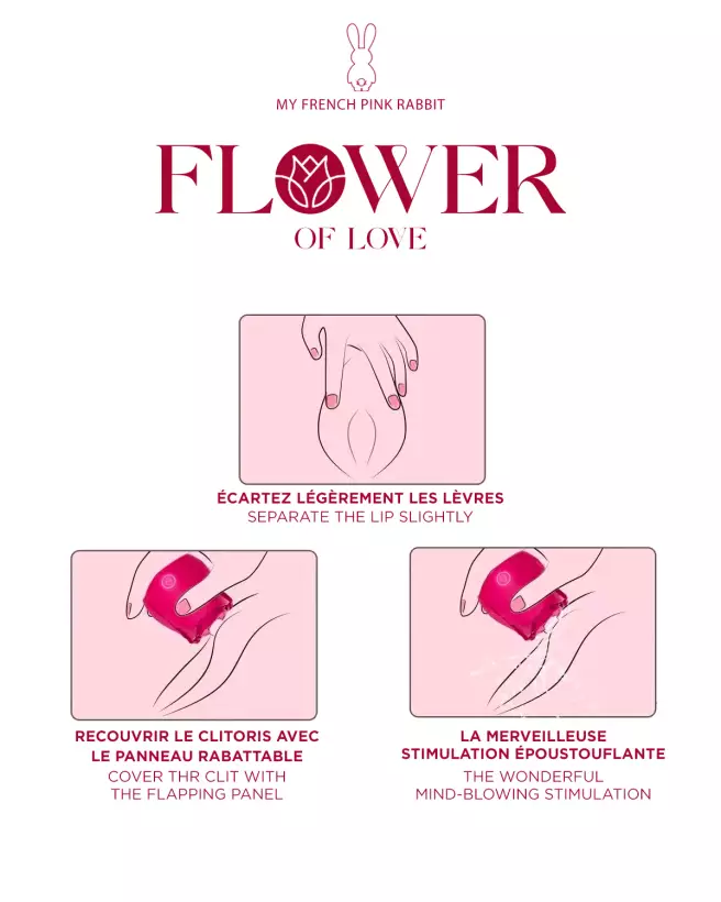 Image du stimulateur clitoridien Flower of Love par My French Pink Rabbit, pour plaisir féminin intensifié-8