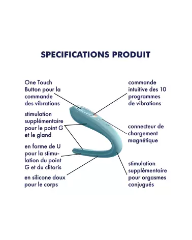 Satisfyer Double Classic bleu sextoy pour couple-3