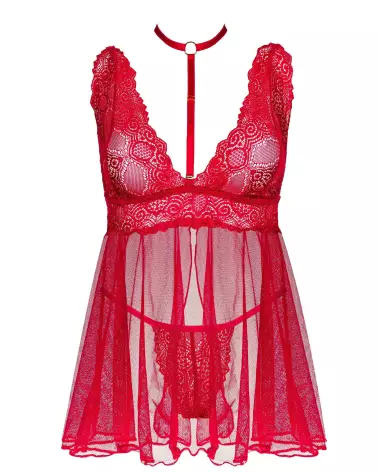 Image Milana Babydoll Cherry de Beauty Night, lingerie rouge en dentelle avec design séduisant et élégant-6