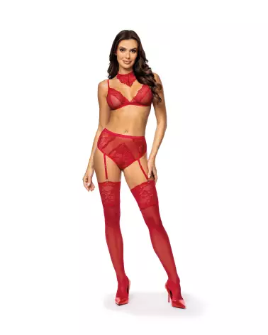 Cristalyn Ensemble Lingerie Cherry de Beauty Night en dentelle rouge, parfait pour occasions romantiques-3