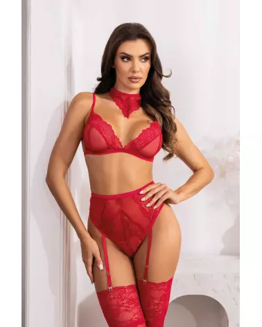 Cristalyn Ensemble Lingerie Cherry de Beauty Night en dentelle rouge, parfait pour occasions romantiques-5