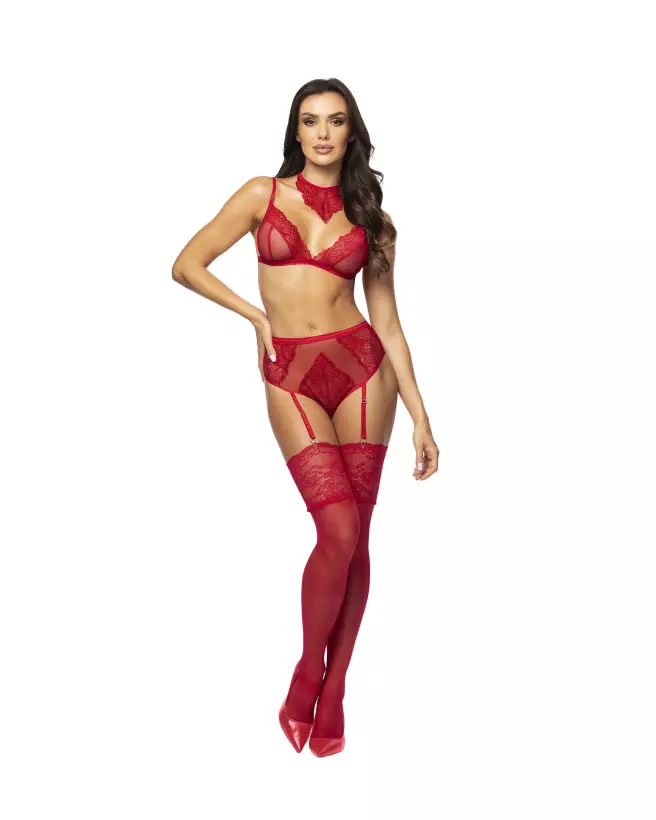 Cristalyn Ensemble Lingerie Cherry de Beauty Night en dentelle rouge, parfait pour occasions romantiques-12