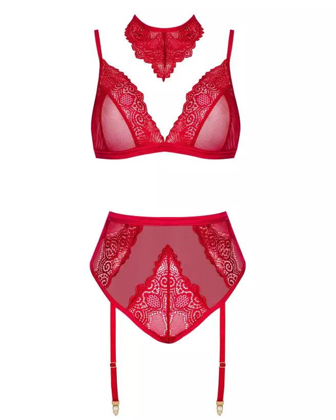 Cristalyn Ensemble Lingerie Cherry de Beauty Night en dentelle rouge, parfait pour occasions romantiques-19