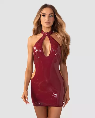 Image de la robe sexy rouge Redya par Obsessive avec décolleté plongeant et ajustements élégants-2