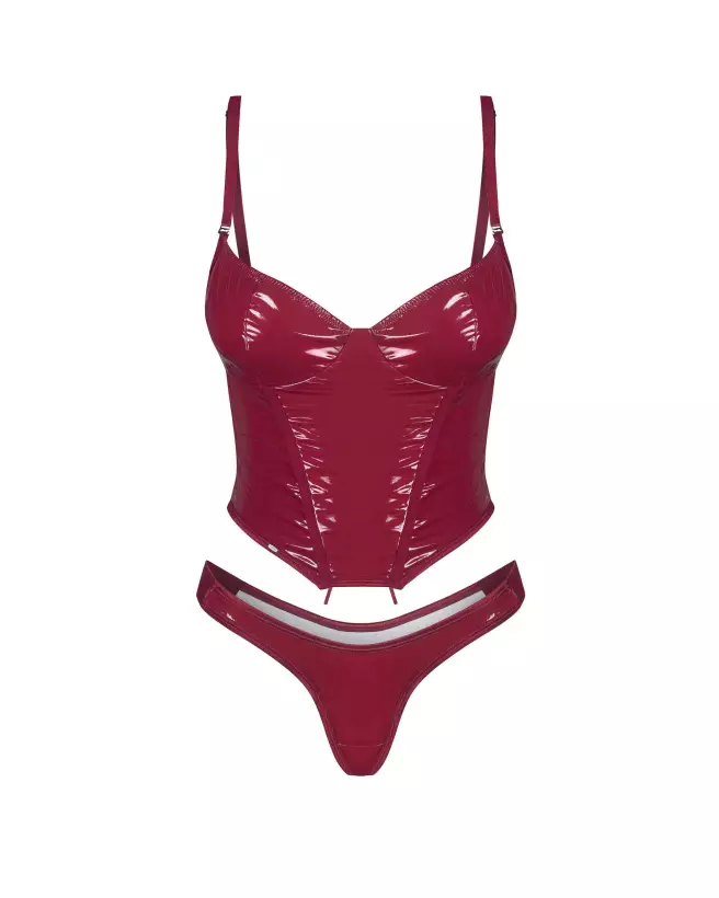 Image du corset et string rouge Redya par Obsessive, élégance et séduction en lingerie-6