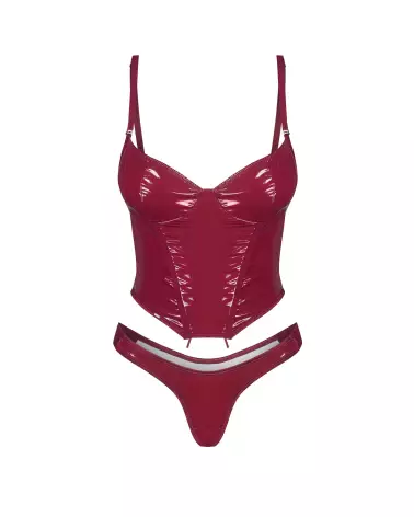 Image du corset et string rouge Redya par Obsessive, élégance et séduction en lingerie-6
