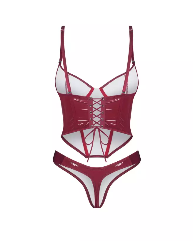 Image du corset et string rouge Redya par Obsessive, élégance et séduction en lingerie-7
