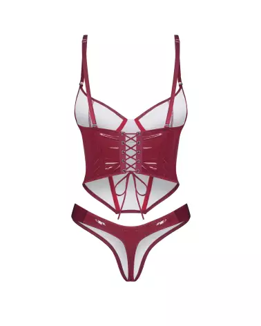 Image du corset et string rouge Redya par Obsessive, élégance et séduction en lingerie-7