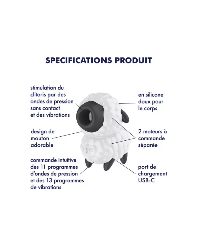 Image du Satisfyer Dreamy Sheep, stimulateur clitoridien blanc de qualité-3