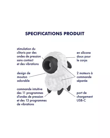 Image du Satisfyer Dreamy Sheep, stimulateur clitoridien blanc de qualité-5
