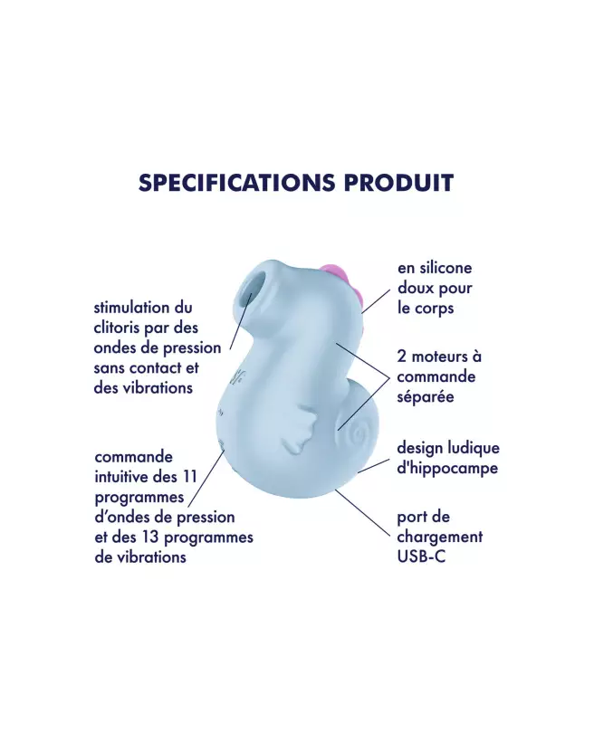 Image du Satisfyer Sea Pony Bleu, stimulateur clitoridien innovant et waterproof-4